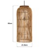 Suspension 28x28cm en rotin couleur naturelle et bois de teck recyclé | Macabane