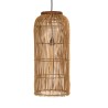 SIXTINE - 28x28cm pendant light in natural-coloured rattan and recycled teak