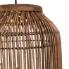 SIXTINE - 28x28cm pendant light in brown rattan and recycled teak 