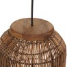 SIXTINE - 28x28cm pendant light in brown rattan and recycled teak 