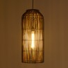 SIXTINE - 28x28cm pendant light in brown rattan and recycled teak 