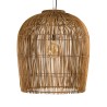 Suspension 59x59cm en rotin couleur naturelle et bois de teck recyclé
