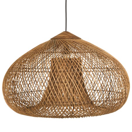 Suspension 80x80cm en rotin couleur naturelle et bois de teck recyclé | Macabane