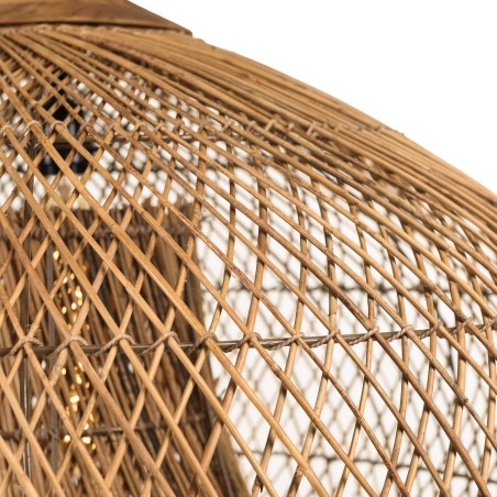 Suspension 80x80cm en rotin couleur naturelle et bois de teck recyclé | Macabane