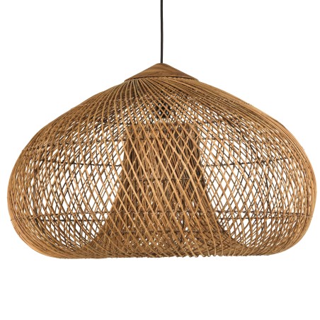Suspension 80x80cm en rotin couleur naturelle et bois de teck recyclé | Macabane