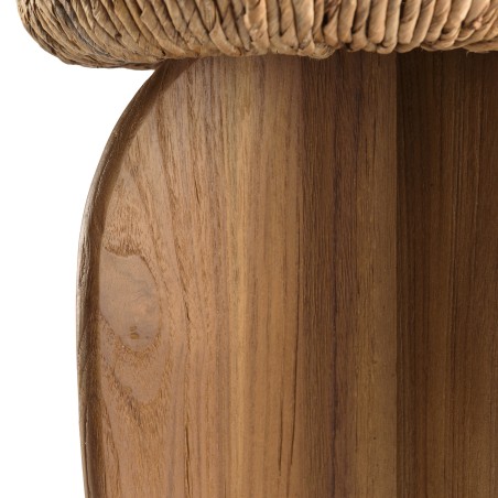 Lampe 30x30cm en rotin couleur naturelle et bois de teck recyclé - Macabane