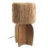 Lampe 30x30cm en rotin couleur naturelle et bois de teck recyclé - Macabane