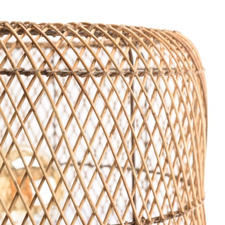 Lampe 38x38cm en rotin couleur naturelle et bois de teck recyclé | Macabane