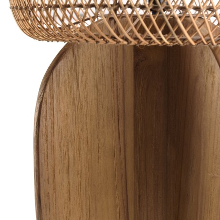 SIXTINE - 38x38cm lamp in natural-coloured rattan and recycled teak