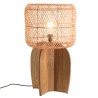 SIXTINE - 38x38cm lamp in natural-coloured rattan and recycled teak