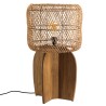 Lampe 38x38cm en rotin couleur naturelle et bois de teck recyclé | Macabane