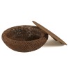 Salontafel van bruin rotan en gerecycled teakhout D100cm | Macabane