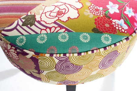 KATE - Round Stool 42x42 cm Multicolored Bohemian Fabric