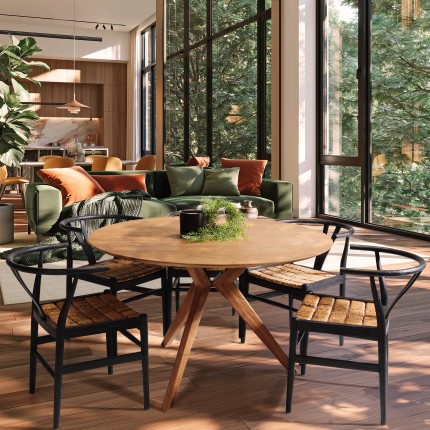 SIXTINE - Round dining table made from recycled teak, diameter 130cm