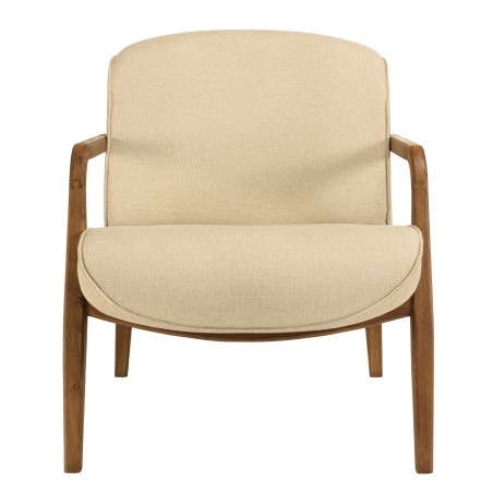 SIXTINE - Armchair in beige fabric and recycled teak 