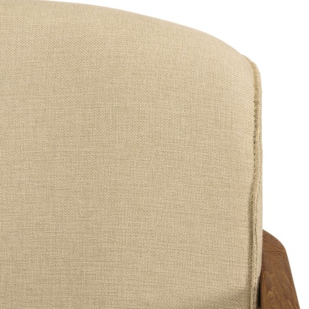 SIXTINE - Armchair in beige fabric and recycled teak 