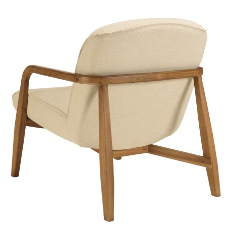 Sillón de tejido beige y madera de teca reciclada | Macabane