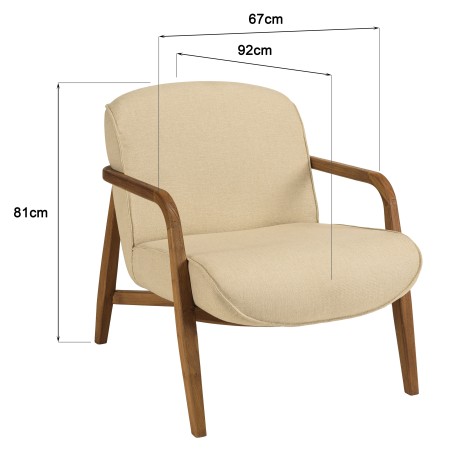 Sillón de tejido beige y madera de teca reciclada | Macabane