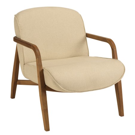 Sillón de tejido beige y madera de teca reciclada | Macabane