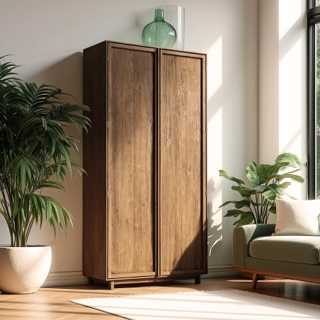 SIXTINE - 2-door wardrobe, 90x200cm, made from recycled teak 