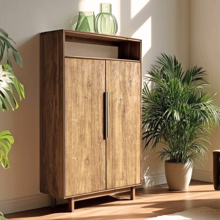 SIXTINE - Sideboard with 2 doors and 1 open shelf, 90x155cm, made from recycled teak 
