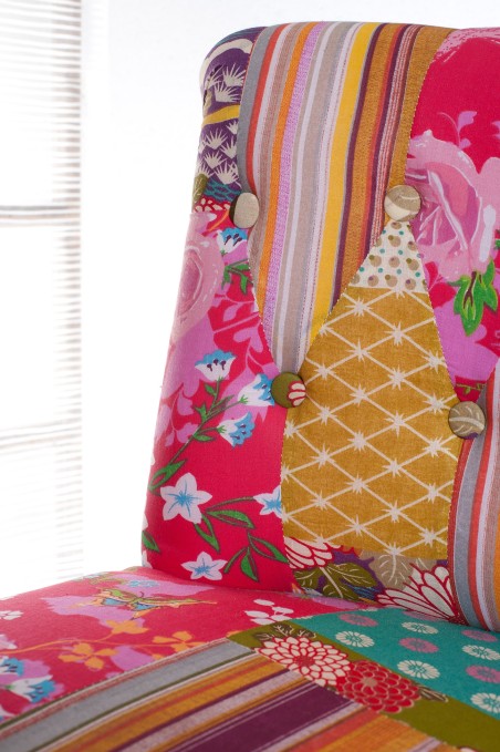 Fauteuil BETTY tissu bohème multicolore - Ambiance vivante et chaleureuse