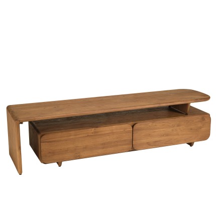 SIXTINE - TV stand with 2 drawers, 160x40cm, made from recycled teak 