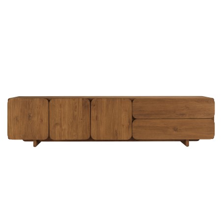 SIXTINE - Sideboard with 3 doors and 2 drawers, 200x48cm, made from recycled teak 