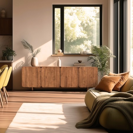 SIXTINE - Sideboard, 4 doors, 200x65cm, made from recycled teak 