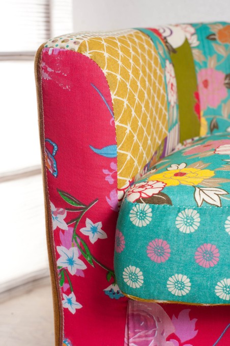 KATE Armchair 63x63cm Bohemian Fabric Multicolor Black Wood Legs