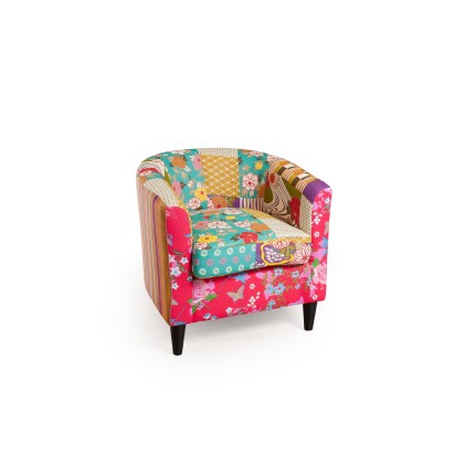 KATE Armchair 63x63cm Bohemian Fabric Multicolor Black Wood Legs
