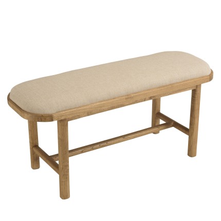 Bench with white cushion in wood and rattan | Amy Collection