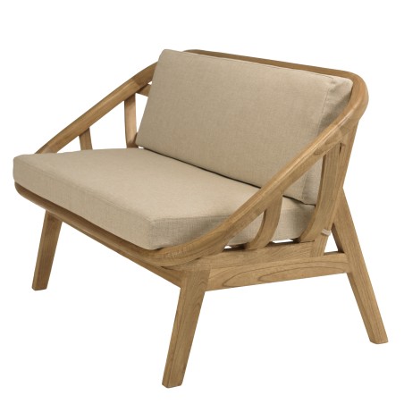 Divano 2 posti cuscini bianchi in legno e rattan | Collezione Amy