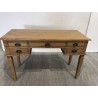 SECOND-HAND - Brown teak wood desk with 5 drawers