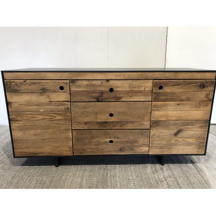Second Hand - Natural and Black Recycled Pine - 2 Doors 3 Drawers