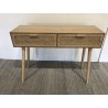 SECONDE MAIN - Console couleur naturelle 2 tiroirs bois cannage
