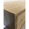SECONDE MAIN - Console couleur naturelle 2 tiroirs bois cannage