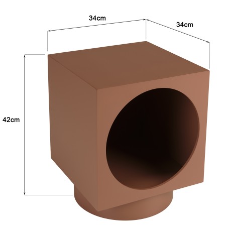 Table d'appoint carrée 34x34cm en bois peint terracotta | Seconde Vie