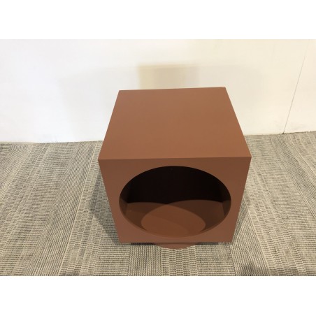 Table d'appoint carrée 34x34cm en bois peint terracotta | Seconde Vie