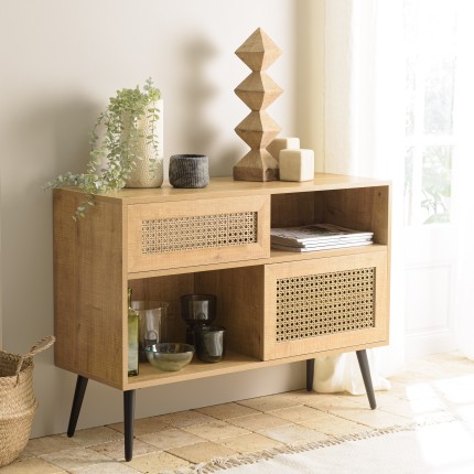 Buffet bas marron CHARLIE 3 niches 2 portes | Seconde Main