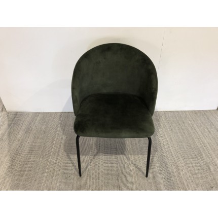Chaise tissu velours vert dossier enveloppant | Seconde Vie