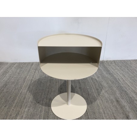 Round side table in beige steel, D35cm | Agathe Collection