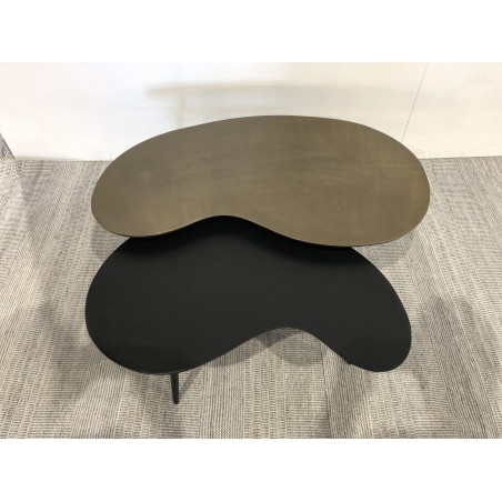 Set de 2 tables basses en aluminium noir mat et doré | Seconde main