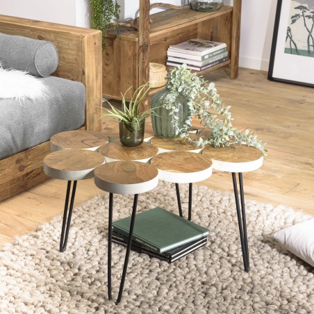Round Teak Wood Coffee Table | Second Life