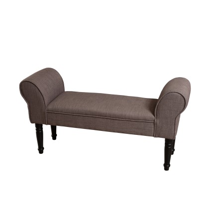 KATE Rectangular Fabric Bench Taupe Black Wood Legs