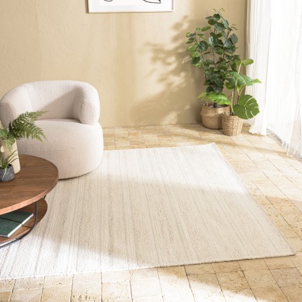 Tapis rectangulaire 300x400cm en laine texturée aux nuances de beige | Macabane