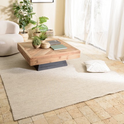 QUENTIN - Rectangular rug, 300x400cm, woven wool, white/brown