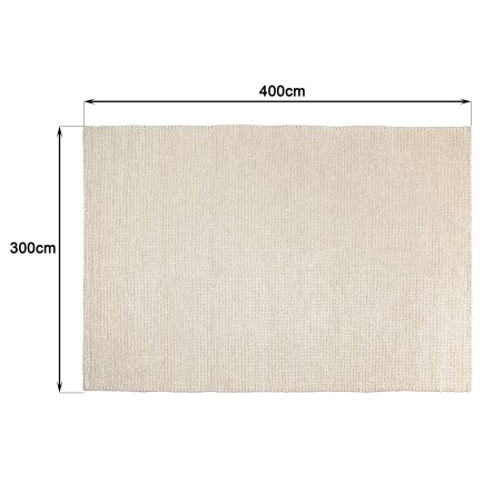 Alfombra rectangular 300x400cm de lana tejida color blanco | Macabane