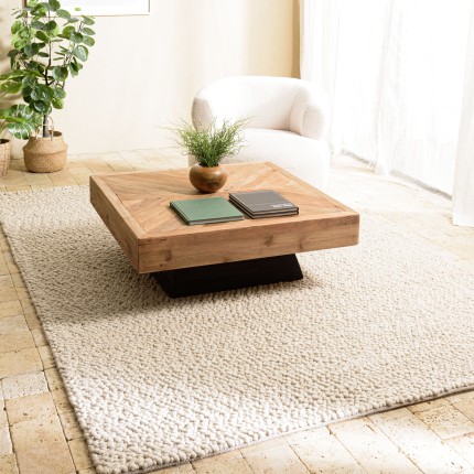 Tapis rectangulaire 300x400cm en laine bouclée couleur beige | Macabane