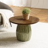 Salontafel 60x60 cm van mangohout en groen email | Macabane Meubelen